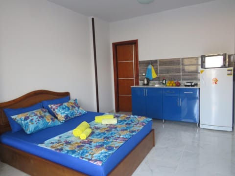 Bed, TV and multimedia, Coffee/tea facilities, Kitchen or kitchenette, Other, Photo of the whole room, Decorative detail, Bedroom, minibar, towels