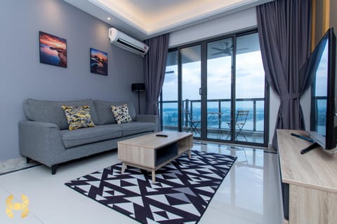 Living room, Seating area, Sea view