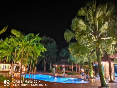 Night, Pool view, Swimming pool