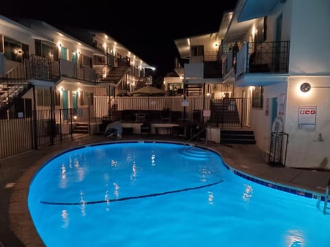 Property building, Night, Pool view, Swimming pool