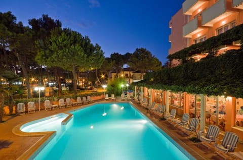 Property building, Swimming pool, Sunset