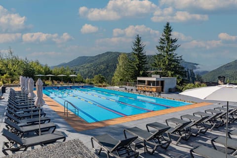 Natural landscape, Mountain view, Swimming pool, sunbed