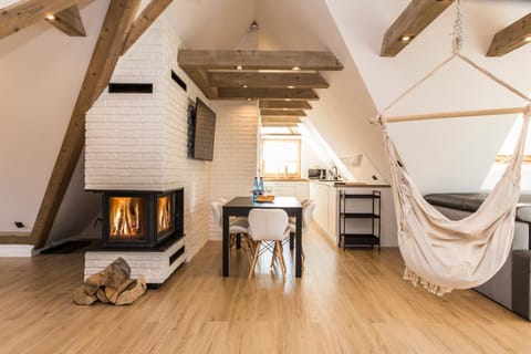 Kitchen or kitchenette, Living room, Seating area, Dining area