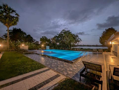 Night, Natural landscape, Garden, Garden view, Pool view, Swimming pool