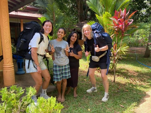 Garden view, group of guests