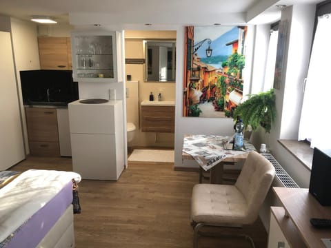 Kitchen or kitchenette, Living room, Seating area