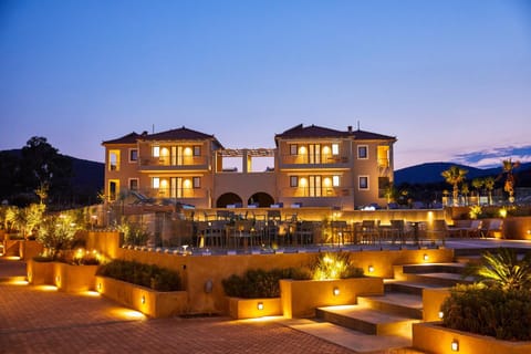 Property building, Swimming pool, Sunset