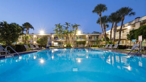 Property building, View (from property/room), On site, Pool view, Swimming pool, Swimming pool, Time of day, Sunset
