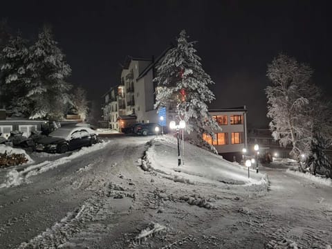 Property building, Night, Winter