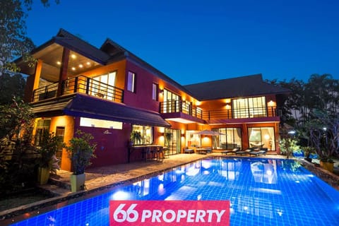 Night, Pool view, Swimming pool