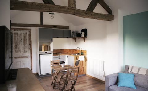 Kitchen or kitchenette, Living room, oven, stove, toaster