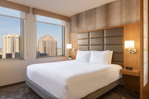 Bed, Bedroom, City view