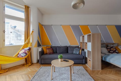 Bed, Living room, Photo of the whole room, Seating area, Bedroom