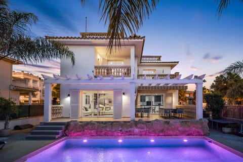 Property building, Swimming pool, Sunset