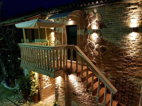 Property building, Facade/entrance, Night, Summer, Balcony/Terrace