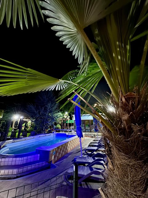 Night, Natural landscape, Hot Spring Bath, Bathroom, Pool view, Swimming pool, sunbed