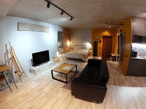 Communal lounge/ TV room, Bed, TV and multimedia, Living room, Photo of the whole room, Seating area, Evening entertainment, Bedroom