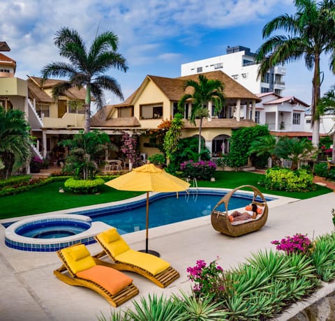 Property building, Patio, Garden, Swimming pool