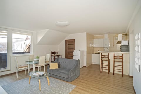 Kitchen or kitchenette, Living room, Dining area, stove