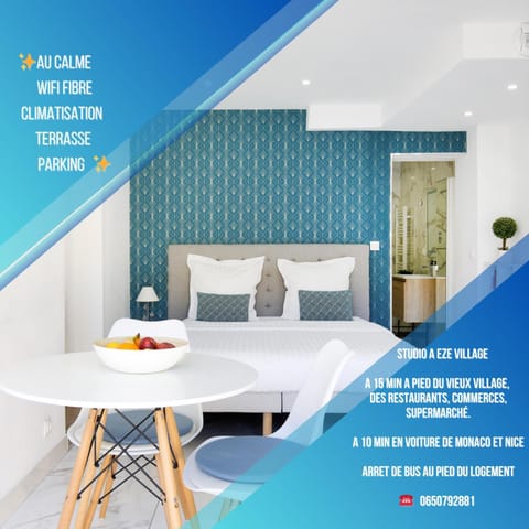 Studio tout confort avec parking et terrasse à Eze village Apartment in Eze