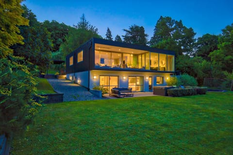 Property building, Night, Garden, Garden view