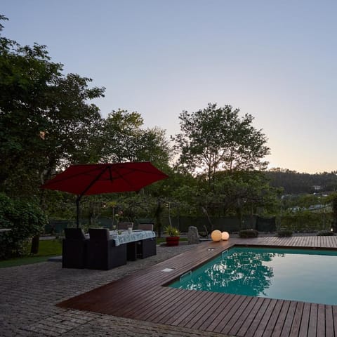 Day, Natural landscape, Garden, Garden view, Pool view, Swimming pool, sunbed