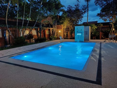 Night, Pool view, Swimming pool, Swimming pool