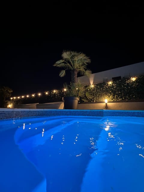 Night, Pool view, Swimming pool, Swimming pool