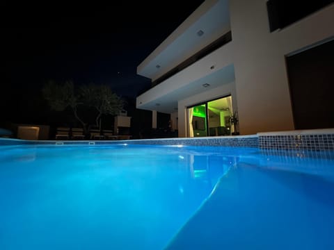 Night, Pool view, Swimming pool, Swimming pool
