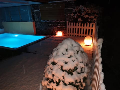Winter, Garden, Sauna, Swimming pool