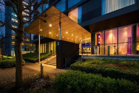 Property building, Facade/entrance, Night, Garden, Garden view
