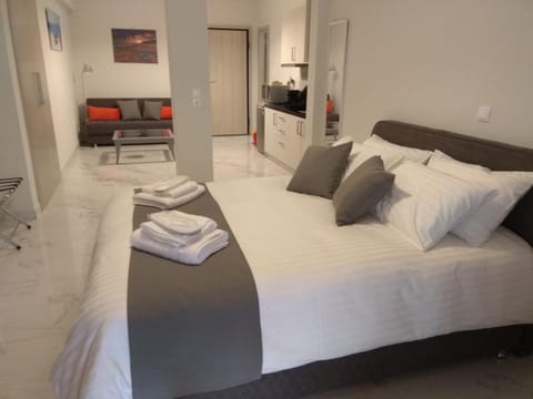 Bed, Photo of the whole room, towels, air conditioner