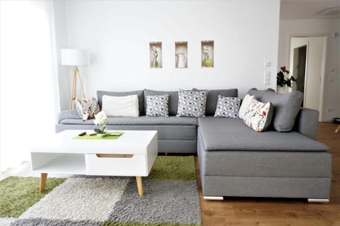 Bed, Living room, Seating area