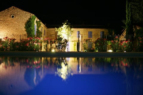 Property building, Facade/entrance, Night, Swimming pool