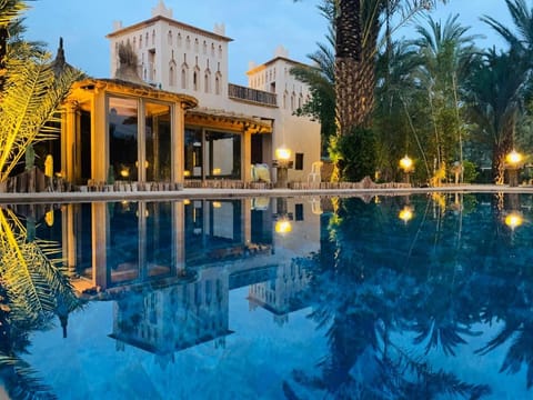 Property building, Swimming pool, Sunset