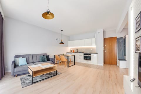 Kitchen or kitchenette, Living room, Seating area, Dining area