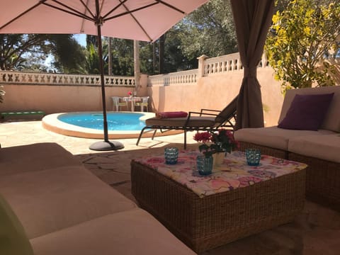 Patio, Natural landscape, Garden, Seating area, Garden view, Pool view, Swimming pool, sunbed