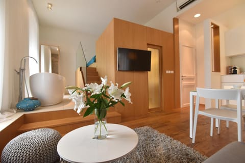 TV and multimedia, Kitchen or kitchenette, Living room, Photo of the whole room, Seating area, Dining area