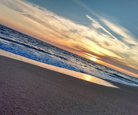 Property building, Natural landscape, Beach, Sea view, Sunset