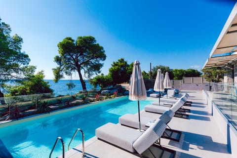 Summer, Pool view, Sea view, Sea view, Swimming pool, Sunset, sunbed