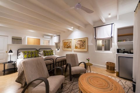 Bed, Kitchen or kitchenette, Seating area, Bedroom, fireplace, air conditioner