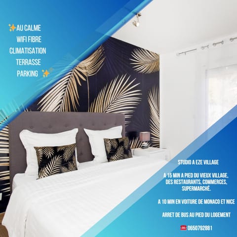 Studio au calme, avec terrasse et parking à Eze village Apartment in Eze