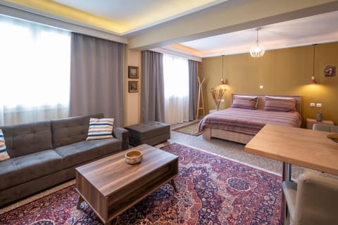 Bed, Living room, Photo of the whole room, Seating area, Bedroom