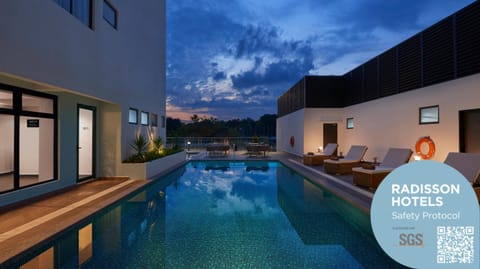 Property building, Pool view, Swimming pool, Sunset