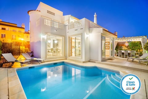 Property building, Swimming pool, Sunset