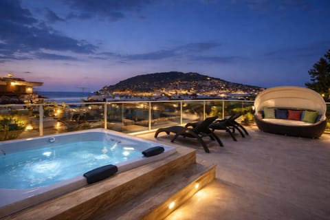 Patio, Night, Natural landscape, Mountain view, Sea view, sunbed