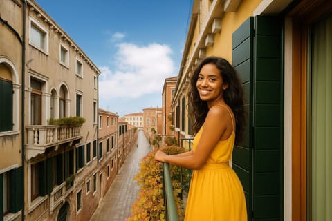 Property building, View (from property/room), Balcony/Terrace, Guests, City view, Street view
