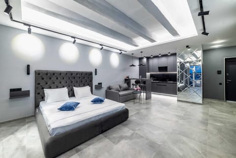 Communal lounge/ TV room, Bed, Kitchen or kitchenette, Living room, Photo of the whole room, Seating area, Bedroom