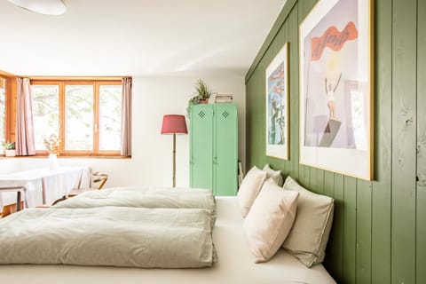 Bed, wardrobe