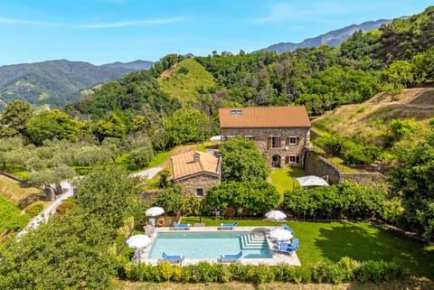 Property building, Natural landscape, Bird's eye view, Summer, Garden, Garden view, Mountain view, Pool view, Swimming pool, sunbed